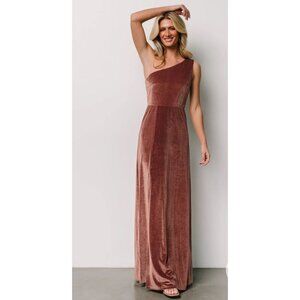 Baltic Born Maxi Dress Womens Size M Desert Rose Tatiana Velvet One Shoulder NWT